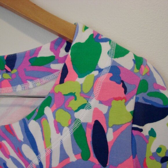 Lilly Pulitzer Floral Tunic Top V-neck Stretchy Purple Pink Green Blue Small - Picture 4 of 12